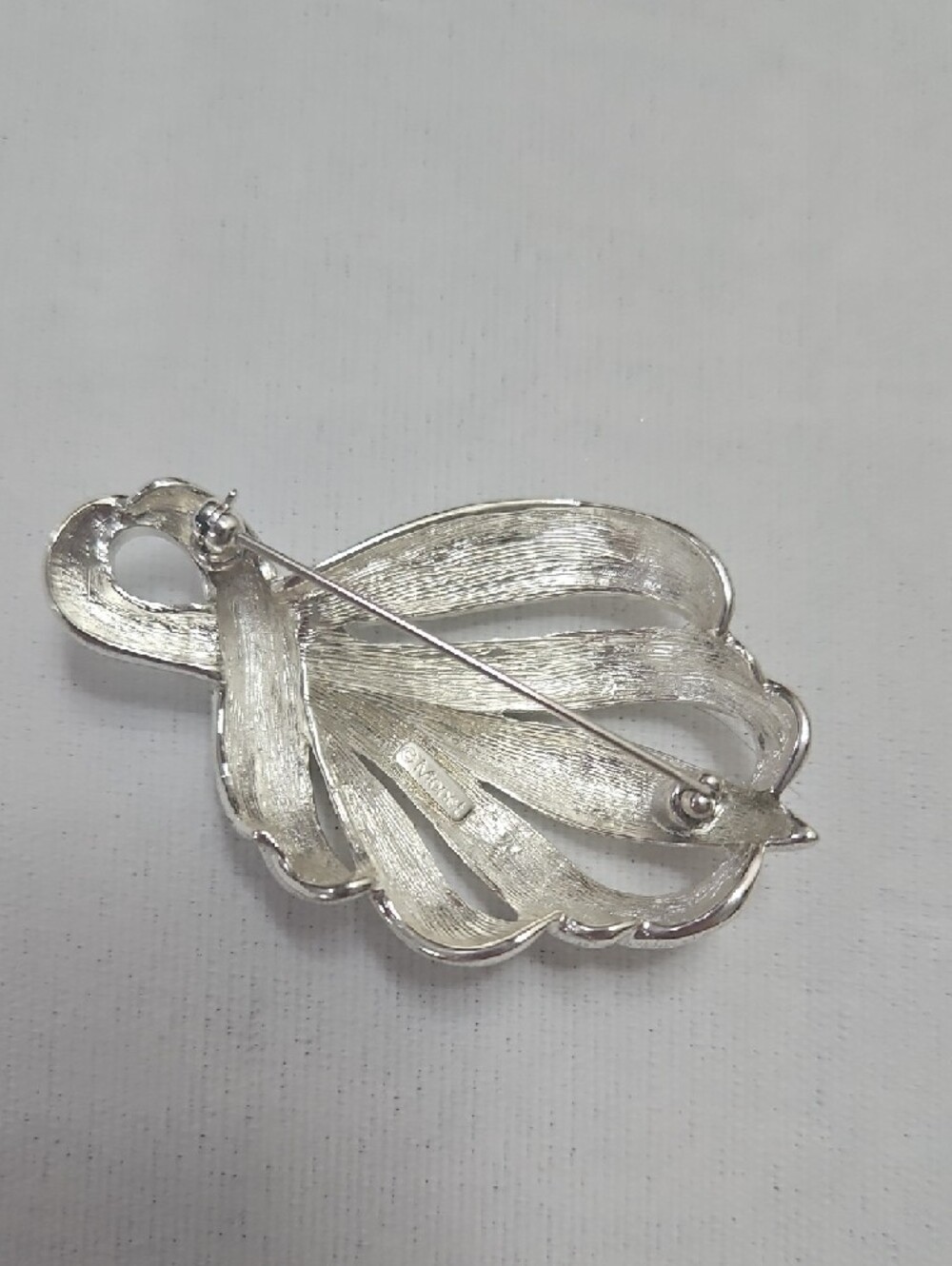 Monet Silver Leaf Drop Pendant - Shiny Silver Tone View 2